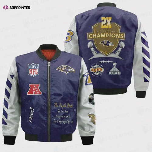 Baltimore Ravens Bomber Jacket 3D Printed Custom Text And Number Curve Style Sport