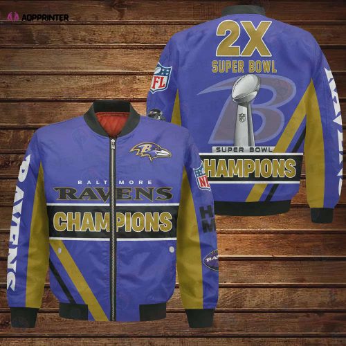 Baltimore Ravens Bomber Jacket 3D Printed Abstract Pattern Sport