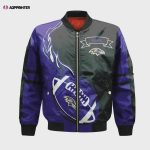 Baltimore Ravens Bomber Jacket 3D Printed Flame Ball Pattern