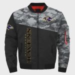 Baltimore Ravens Camo Pattern Bomber Jacket – Black And Gray