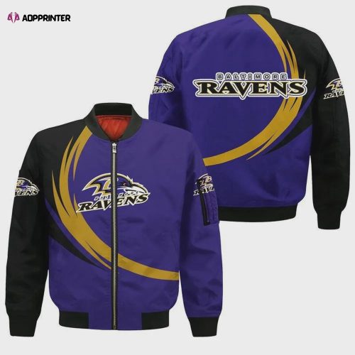 Baltimore Ravens Christmas Pattern Bomber Jacket – Purple