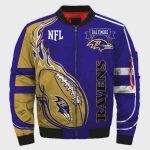 Baltimore Ravens Fire Ball Pattern Bomber Jacket – Purple Yellow