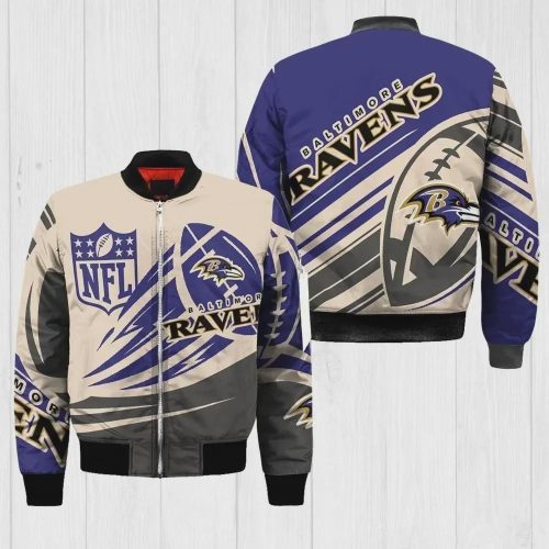 Baltimore Ravens Logo Pattern Bomber Jacket