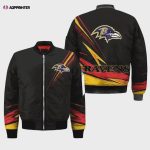 Baltimore Ravens Logo Pattern Bomber Jacket – Black