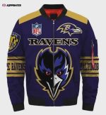 Baltimore Ravens Logo Pattern Bomber Jacket – Purple