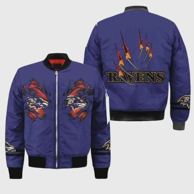 Baltimore Ravens Pattern Bomber Jacket – Purple