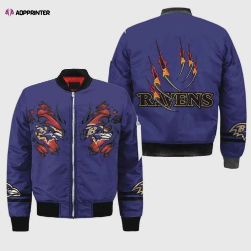 Baltimore Ravens Pattern Bomber Jacket – Purple