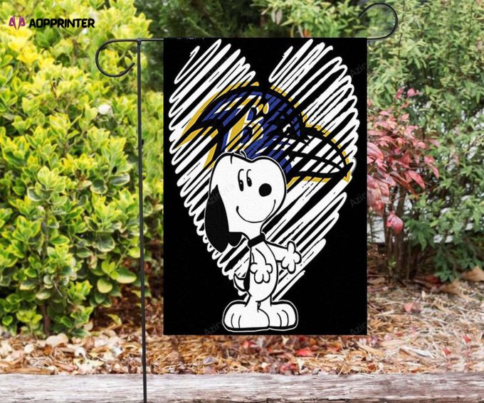 Baltimore Ravens Snoopy Heart Pencil Brush Double Sided Printing Garden Flag – House Flag Home Decor Gift – House Flag Home Decor Gift