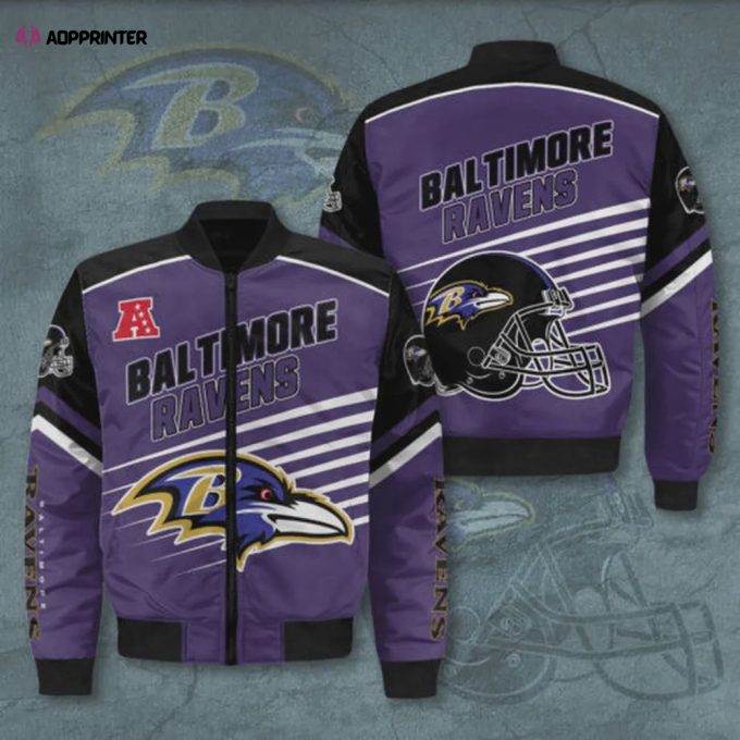 Baltimore Ravens Team Logo Pattern Bomber Jacket – Purple