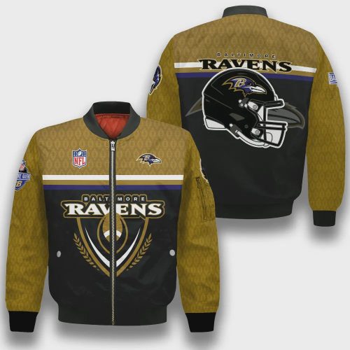 Baltimore Ravens Traditional Football Pattern Bomber Jacket