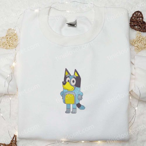 Bandit Heeler Embroidered Shirt & Bluey Cartoon Hoodie: Perfect Gift Idea for Fans!