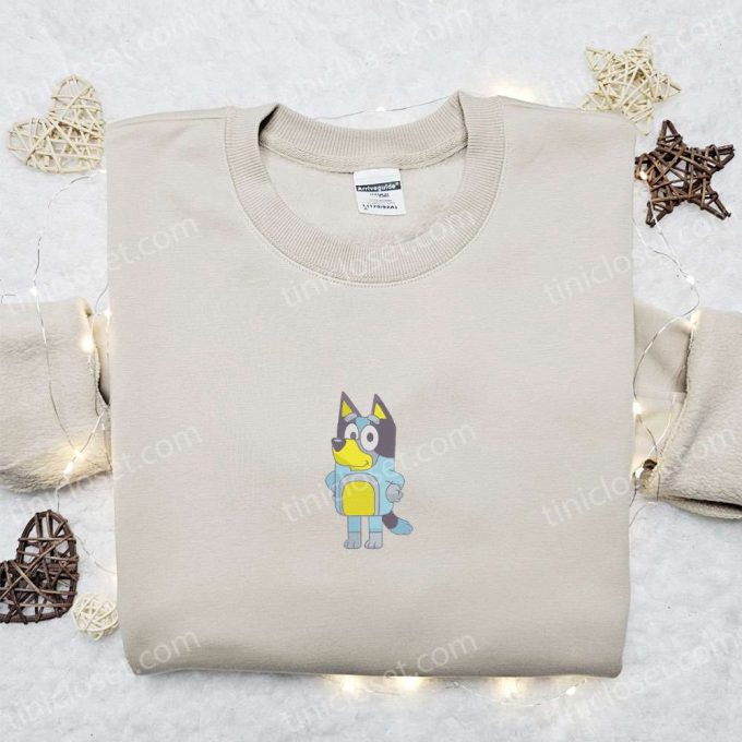 Bandit Heeler Embroidered Shirt & Bluey Cartoon Hoodie: Perfect Gift Idea for Fans!