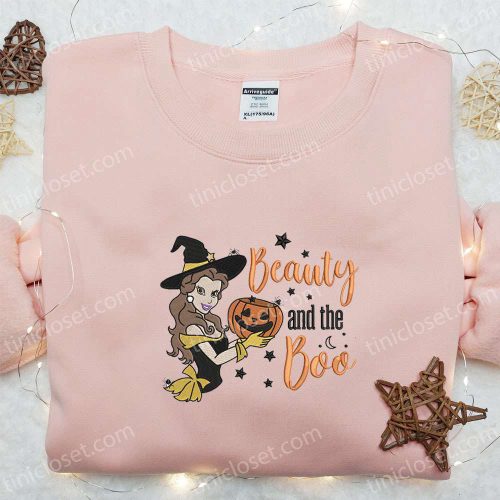 Belle Beauty & The Boo Embroidered Sweatshirt: Disney Princess Hoodie Best Halloween Gift Ideas