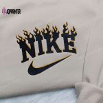 Black Flame Nike Embroidered Sweatshirt – Unique Nike Inspired Hoodie & Shirt