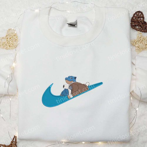 Blastoise x Swoosh Anime Embroidered Sweatshirt & Shirt: Best Family Gift Ideas