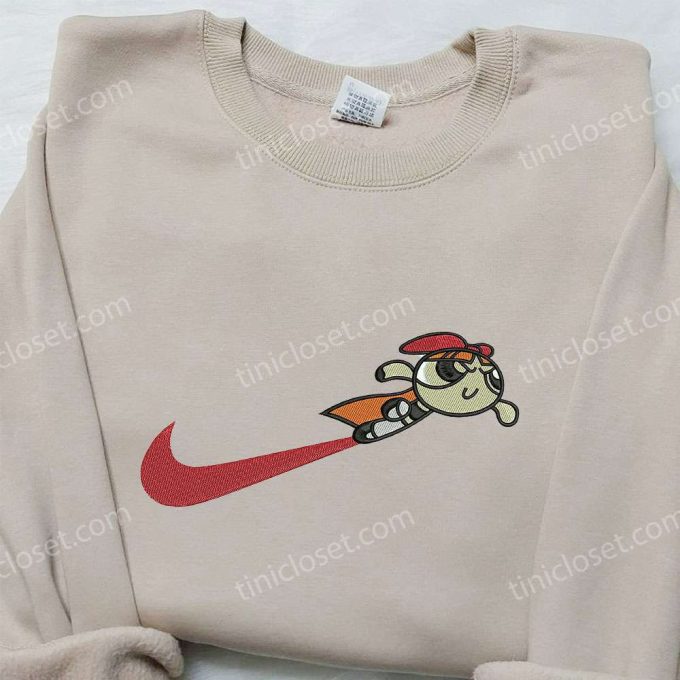 Powerpuff Girls x Nike Embroidered Shirt: Blossom Swoosh Design Nike-Inspired Style