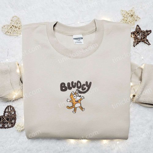 Bluey Cartoon Embroidered Shirt & Hoodie: Perfect Gift Idea with Bludey Tiger Best Quality