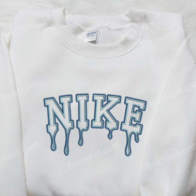 Stylish Blue Drip x Nike Embroidered Shirt – Perfect Gift For Son Custom Design