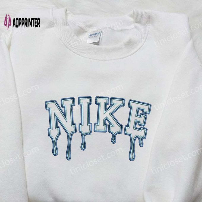 Stylish Blue Drip x Nike Embroidered Shirt – Perfect Gift For Son Custom Design