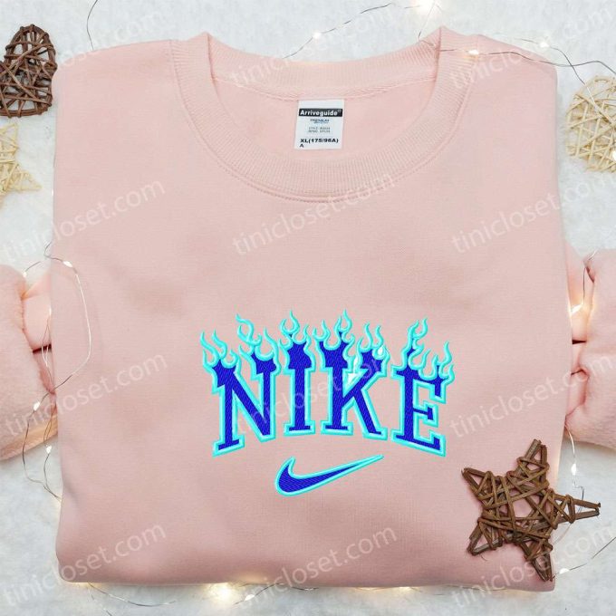 Blue Fire x Nike Embroidered Shirt: Nike Inspired Best Family Gift