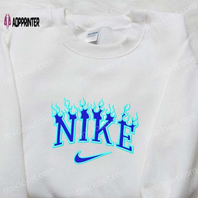 Blue Fire x Nike Embroidered Shirt: Nike Inspired Best Family Gift