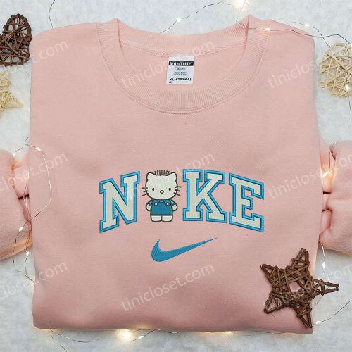 Nike Inspired Blue Hello Kitty Embroidered Shirt & Sweatshirt: Perfect Gifts for Son