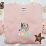 Bluey and Bingo Easter Embroidered Shirt & Cartoon Hoodie: Perfect Thanksgiving Day Gift Idea