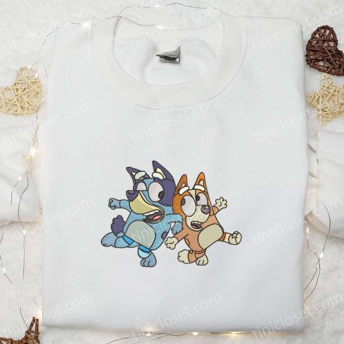 Bluey and Bingo Embroidered Shirt & Hoodie: Best Gift Idea with Bluey Cartoon Characters