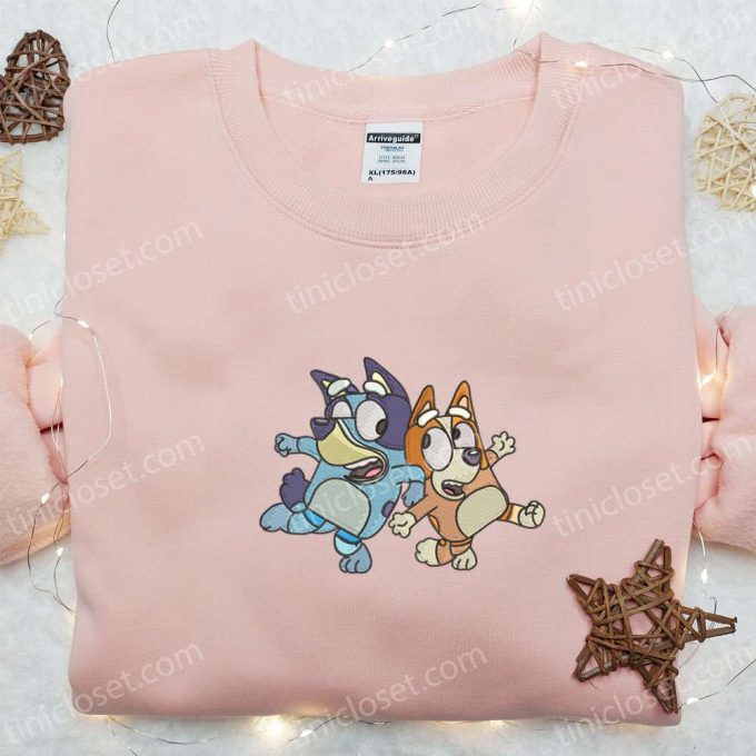 Bluey and Bingo Embroidered Shirt & Hoodie: Best Gift Idea with Bluey Cartoon Characters