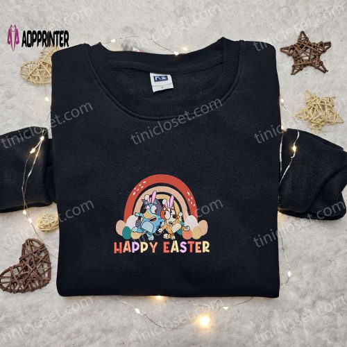 Bluey x Nike Embroidered Shirt with Easter Eggs Flower Thanksgiving Hoodie – Best Holiday Gift Idea