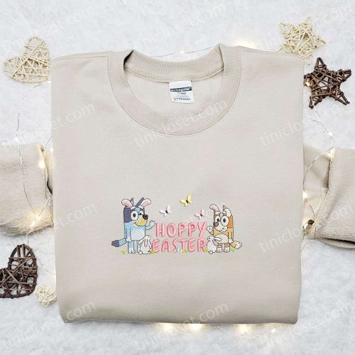 Bluey and Bingo Easter Embroidered Shirt & Cartoon Hoodie – Perfect Thanksgiving Day Gift Idea