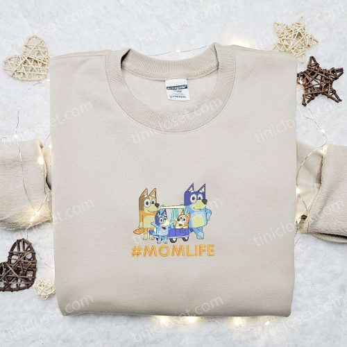 Bluey Family Mom Life Embroidered Shirt & Cartoon Hoodie: Perfect Mother’s Day Gift