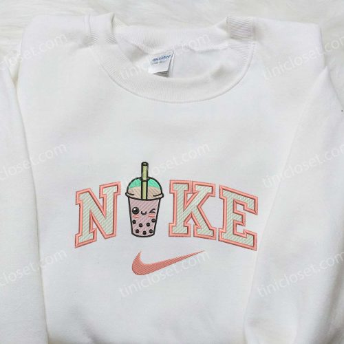 Boba Cup x Nike Swoosh Embroidered Shirt: Custom & Inspired Nike Tee