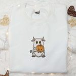 Spooky Boo Ghost Cow Embroidered Sweatshirt – Perfect Halloween Gift Idea