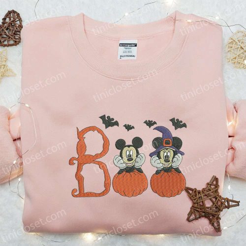 Boo Mickey Minnie Embroidered Shirt – Disney Halloween Gift Idea