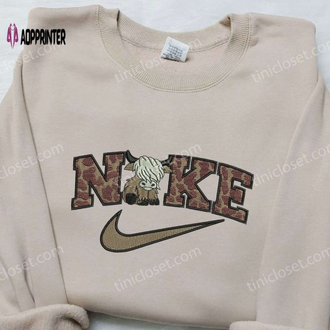 Custom Nike Brown Bull Embroidered Shirt – Cartoon Design Stylish & Unique