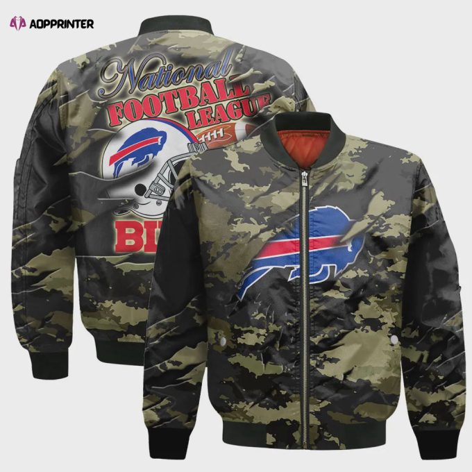 Buffalo Bills Black Camo Pattern National Football League Unisex Bomber Jacket