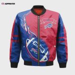 Buffalo Bills Bomber Jacket 3D Printed Flame Ball Pattern