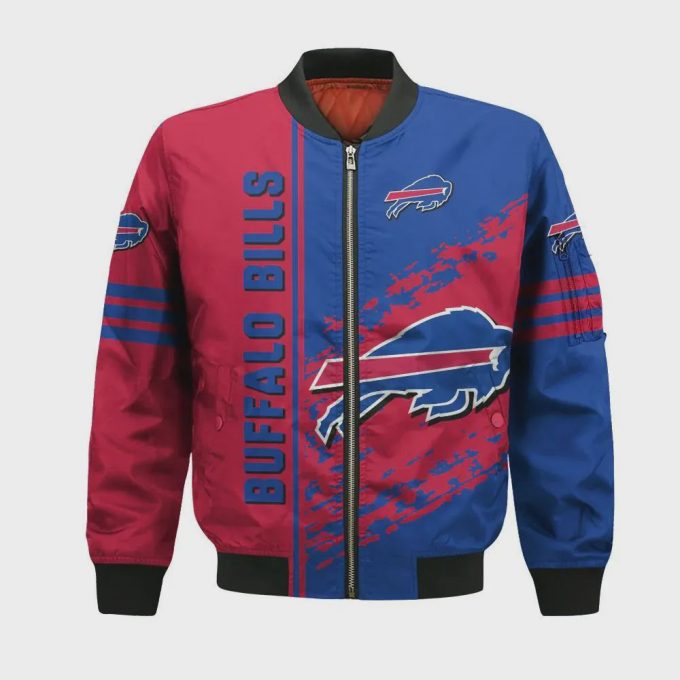 Buffalo Bills Bomber Jacket 3D Printed Logo Pattern In Team Colours