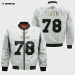 Buffalo Bills Bruce Smith Pattern Bomber Jacket – White