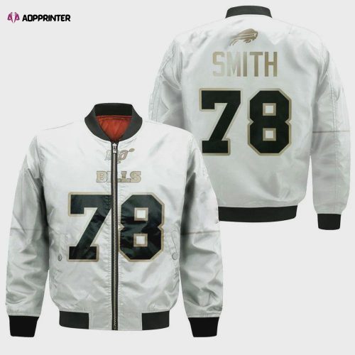 Buffalo Bills Bruce Smith Great Player Bomber Jacket – White