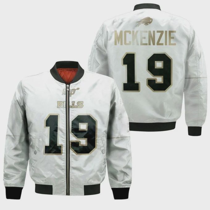 Buffalo Bills Isaiah McKenzie Pattern Bomber Jacket – White