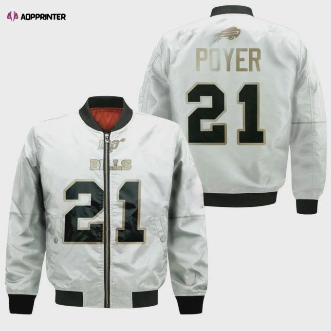 Buffalo Bills Jordan Poyer Pattern Bomber Jacket – White