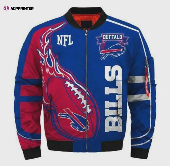 Buffalo Bills Logo Pattern Bomber Jacket – Blue And Red