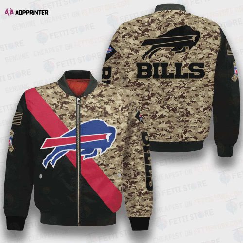 Buffalo Bills All Time Greats Players Pattern Bomber Jacket – Red And Blue