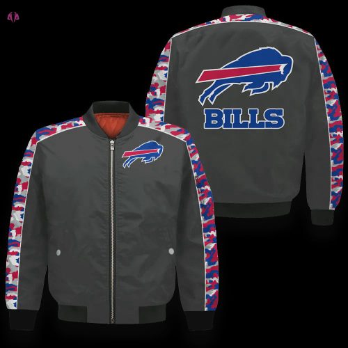 Buffalo Bills Players Logo Pattern Bomber Jacket – Blue