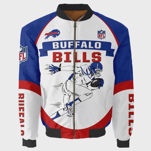 Buffalo Bills Players Running Pattern Bomber Jacket