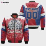 Buffalo Bills Signatures With Custom Name Number Bomber Jacket – Navy Blue And Red