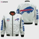 Buffalo Bills Team Logo 3D Pattern Bomber Jacket – White