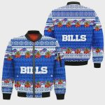 Buffalo Bills Xmas Decor Pattern Bomber Jacket- Blue